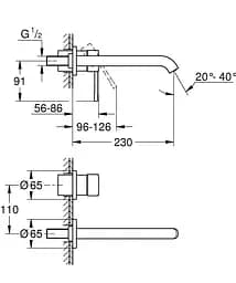 Змішувач для умивальника на два отвори L-Size Grohe Essence 29193KF1 Чорний матовий - мініатюра 4