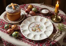 Блюдо порцелянове для 12 яєць та паски BonaDi Easter Melody 27 см (K235) - мініатюра 4