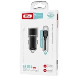 Автомобільний зарядний пристрій XO TZ09 (2USB, 2.4A) Black + кабель USB Type-C (6920680873500)