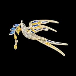 Патриотическая брошь «Ласточка мира» 6,5 х 5,5 см Желто-голубая (00118)