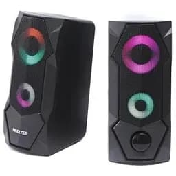 Колонки 2.0 Maxxter CSP-U002RGB черный, 2 x 3 Вт, пластиковый корпус, питание от USB, RGB подсветка, управление спереди