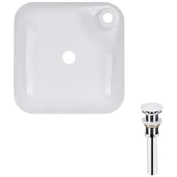 Умивальник Qtap Stork накладний квадратний 430x430x120 мм White + донний клапан PU02, Білий