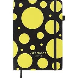 Блокнот діловий Buromax Relax А5 96 арк. без лініювання (чорний папір) обкладинка штучна шкіра лимонний (BM.295401-58)