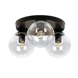 Люстра стельова LED Levistella 756XPR150F-3 BK+CL (300), 3 плафона, E27, чорний метал + прозоре скло, сучасний стиль для дому