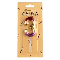 Свічка-цифра 3 блискуча 6 см