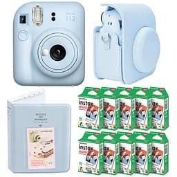 Подарунковий набір камера Fujifilm Instax Mini 12, Фотопапір 100 шт, Чохол, Фотоальбом на 64 фото Блакитний