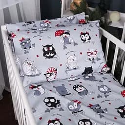 Комплект постільної білизни MirSon Kids Time 17-0672 Silver Owlets сірий 143 x 210 см (2200010183948) - мініатюра 2