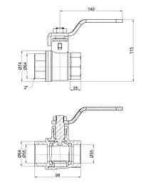 Кран кульовий Thermo Alliance Base 2" ВВ прямий, PN40, важіль SD600W50 - мініатюра 3