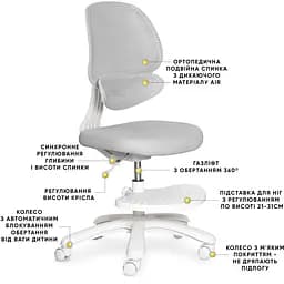 Дитяче крісло Evo-Kids Sirius Air Grey (Y-605 G)  - мініатюра 2