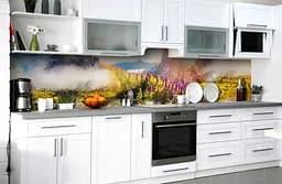 Вініловий кухонний фартух Гори в серпанку наклейка для кухні луг Природа Зелений 60х250 см Happy Pocket Z181440