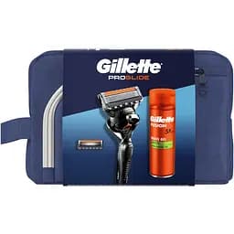 Подарунковий набір для чоловіків Gillette Fusion5 ProGlide: бритва + змінні катріджі для гоління 2 шт. + гель для гоління 200 мл + косметичка - мініатюра 2