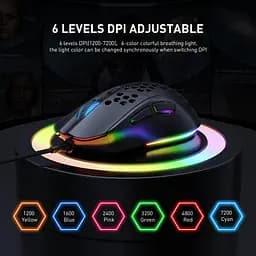Комп'ютерна мишка Onikuma CW96 провідна з RGB підсвіткою 7200 DPI 8 кнопок легка для ПК і ноутбука - мініатюра 3