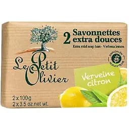 Мыло экстранежное Le Petit Olivier 100% vegetal oils soap вербена лимон 2х100 г (3549620005028)
