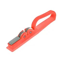 Точилка для кухонных ножей ручная механическая пластиковая с точильным камнем, A-plus Красный 84260