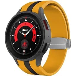 Браслет Cls-way для Samsung Galaxy Watch 5 - жовто-гірчично-чорний ширина кріплення 20мм силікон Watchbands (W48-3WB78517662)