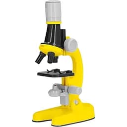 Мікроскоп SK 0026 C, 21 см, пробірки, скла, інструменти, підсвітка, жовтий