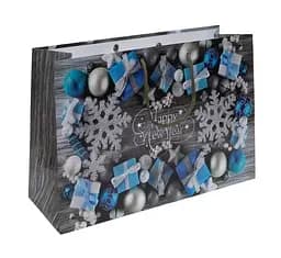 Пакет подарочный "Новогодний" 5053 цветной, большой горизонтальный 36 х 25 х 8,5см Вид 1