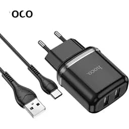 Блок мережевий Hoco N4 Aspiring dual port charger set Type-C 2USB чорний