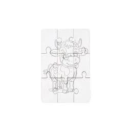 Деревʼяний пазл-розмальовка А5 "Корівка" PuzzleOK Puz-22936 пензлик, фарби, клейка плівка - мініатюра 5
