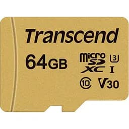 Карта пам'яті Transcend microSDXC 500S 64GB UHS-I U3 Class 10 + SD-adapter [TS64GUSD500S] [100874] - мініатюра 2