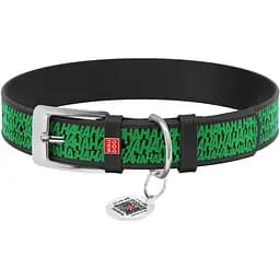 Нашийник для собак Waudog Design Джокер, шкіряний, з QR паспортом, 26-35х1, 5 см, чорний