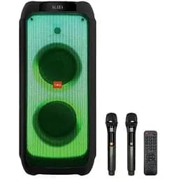 Портативна колонка ZXX-5512 Акустична система 60Вт RGB підсвічування з 2 мікрофонами та пультом 2х8" Чорний