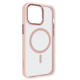 Чехол для Apple iPhone 13 Pro Max, Unit MagSafe, розовый, прозрачный, магсейф, противоударный, магнитный, панель-накладка с поддержкой MagSafe, с поддержкой беспроводной зарядки, TPU+PC, защита всего корпуса, ударостойкий, ArmorStandart (ARM75202)
