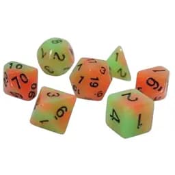 Набор кубиков Double Color Glow in the dark 7 Dice Set - Green-Orange , 7 шт. (g7dglowdc01)