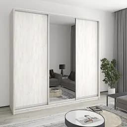 Шкаф-купе трехдверный MebelStar Комбо AL 2ДСП/Зеркало 250x60x240 см Аляска серый (MBS-2167)