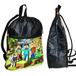 Рюкзак-мішок для взуття, спортивної форми Майнкрафт «Minecraft» дитяча сумка для змінки з розширювачем (01287)