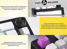 Клавиатура игровая механическая HATOR HTK-3160-UA Skyfall 65 Wireless Aurum Sterling Switch USB, 2,4 ГГц, BT 5.3 Black-White - мініатюра 11