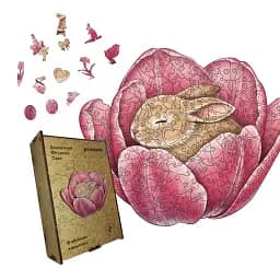 Деревянный фигурный пазл В объятиях Тюльпана, А3, Деревянная коробка 200 элементов