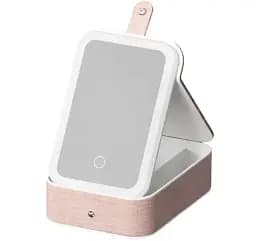 Дзеркало для макіяжу Salon Professional з LED підсвіткою та органайзером рожеве