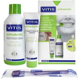 Набор Vitis Orthodontic Зубная паста 100 мл + Ополаскиватель 500 мл + Зубная щетка 
