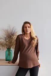 Жіночий трикотажний лонгслів для вагітних Wien розмір XXL-3XL (50-52) Lullababe Шоколадний - мініатюра 6