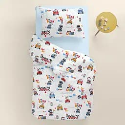 Дитяча постільна білизна в ліжечко TEDDY DRIVER CS1, червоний (TeddyDrivepColor_58LBlue_140) - мініатюра 2