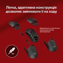Комп'ютерна миша HyperX Pulsefire SAGA PRO RGB USB-A/WL/BT чорний teh0014115 - мініатюра 2
