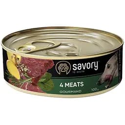 Влажный корм для взрослых собак всех пород Savory Dog Gourmand 4 мяса 100 г