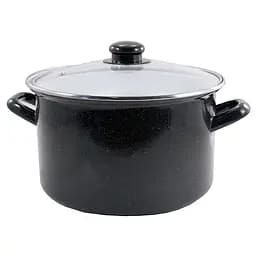 Каструля емальована з кришкою 2 л Ø 18.5 см чорна, Interos Чорний 87596