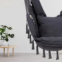 Підвісне крісло бразильський гамак BOHO 100 см + 2 шт подушки Dark Grey - мініатюра 5