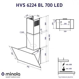 Витяжка декоративна похила Minola HVS 6224 BL 700 LED - мініатюра 11