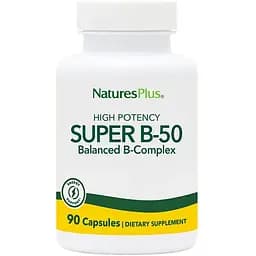 Комплекс вітамінів В Natures Plus Super B-50, 90 вегакапсул