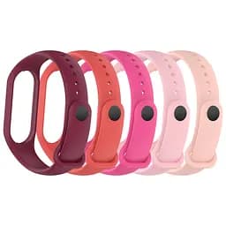 Комплект силіконових ремінців для фітнес браслетів Xiaomi Mi Band 5/6/7, Silicone, pink punch, зі зручною застібкою, на фітнес трекер та смарт годинник, ArmorStandart (ARM75066)