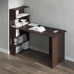 Комп’ютерний стіл Vays M-24 Венге Темний, письмовий з полицями ліворуч, ЛДСП, 142×60×123 см - для дому, навчання, офісу