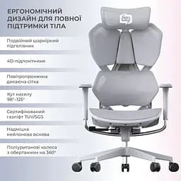 Крісло геймерське Sihoo Xallking X5C Mesh Grey (X5FC-N101) - мініатюра 15