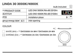 Стельовий світильник Azzardo AZ2248 LINDA 30 WH 3000K (SH733000-24-WH) - мініатюра 3