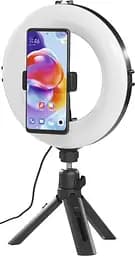 Трипод смартфону Smart-80 V2 кулястий 9.5cм Bluetooth зі світлодіодним кільцем чорний Hama teh0012961 - мініатюра 9