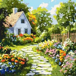 Набор для росписи по номерам Цветы у хаты, Ideyka, 40x40 см, КНО6383