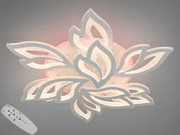 Белая потолочная Led люстра с пультом, диммером, LED подсветкой, 140W.