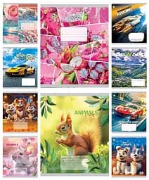 Зошити учнівські 18 аркушів клітинка Тверда Мікс 1, 20 шт. в упаковці